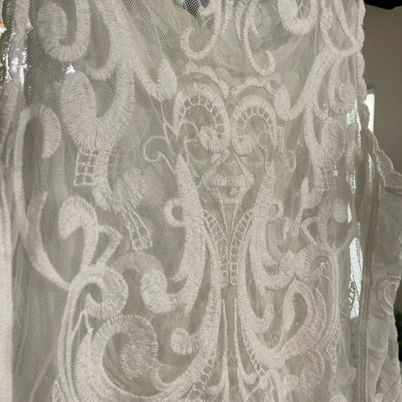 Express vintage 90’s lace embroidered tank top Small boho white cream - Picture 4 of 4